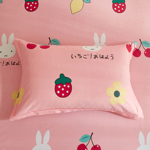 纯棉枕头套全棉磨毛加厚枕套单人学生枕芯套一对整头套48*74成人