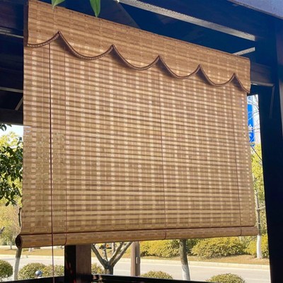 竹帘子家用卷帘窗帘门帘遮阳防晒茶室餐厅中式挂钩式升降隔断门帘