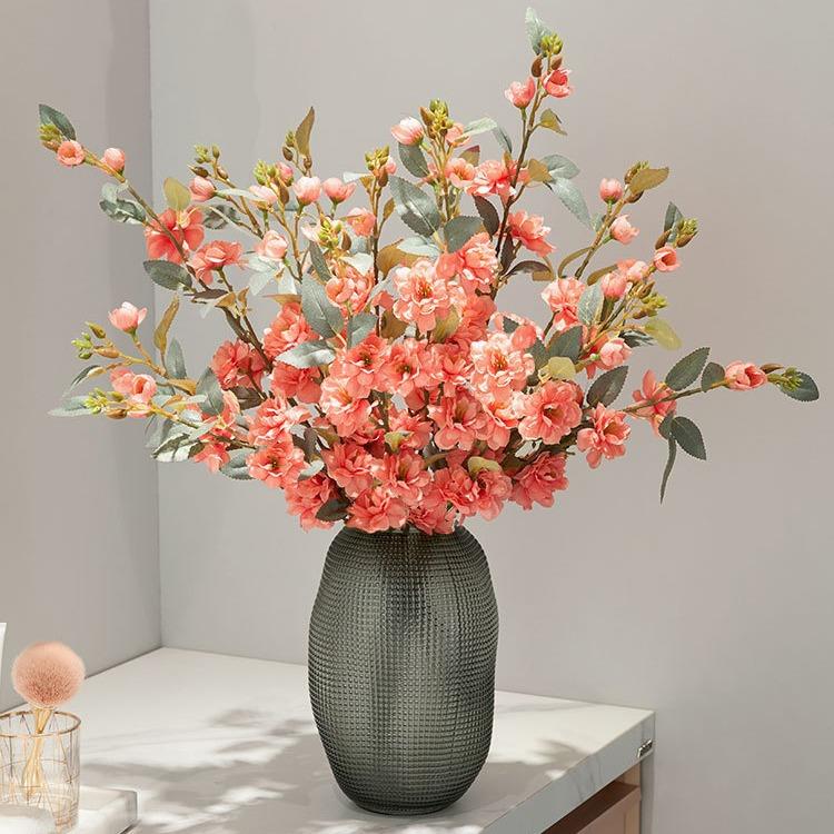 新款高档山茶花仿真花摆件餐桌高级花束花艺装饰品花瓶电视柜假花