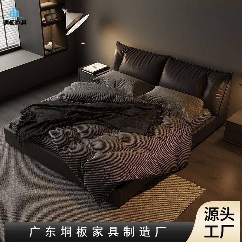 简约现代主卧1.8米软体双人床卧室婚床1.5m单人次卧床现代意式新