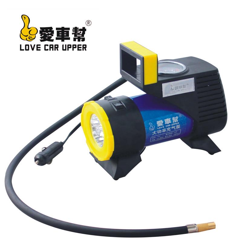 爱车帮大功率带灯车载充气泵小轿车随车12V便携式车用打气泵