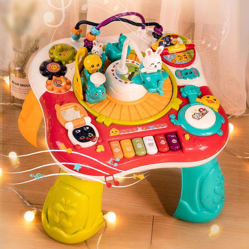 儿童游戏桌玩具手拍鼓绕珠音乐启蒙积木宝宝益智早教故事1-3岁