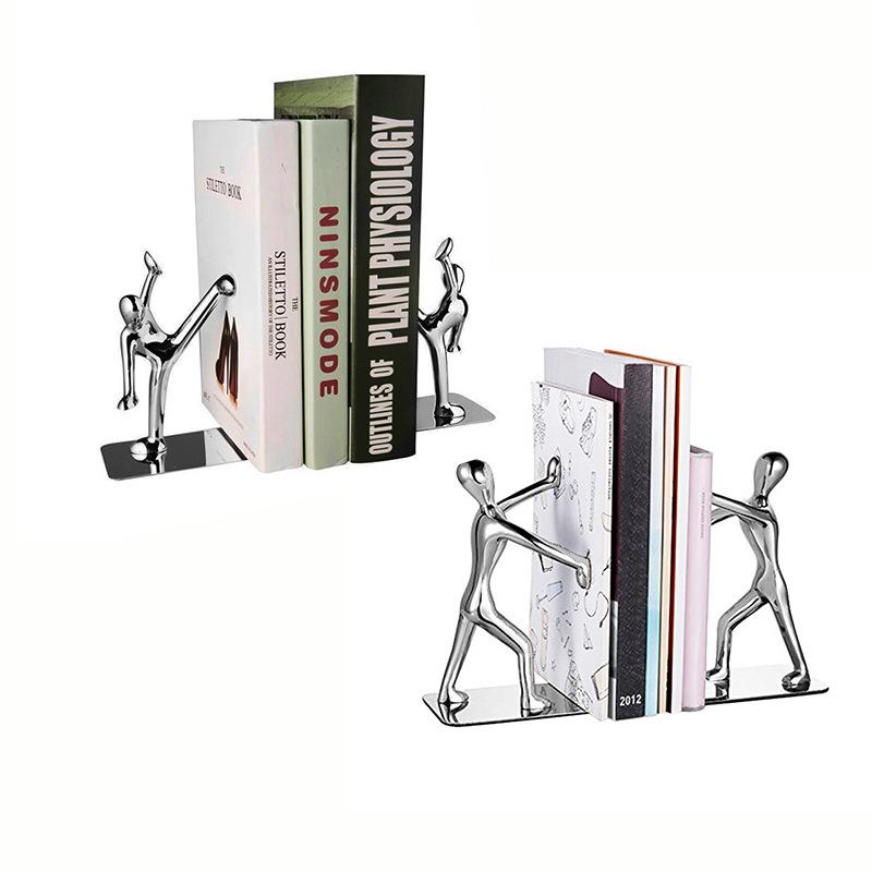 金属书立书挡人形书靠书夹不锈钢挡书板桌面手推创意装饰品摆件