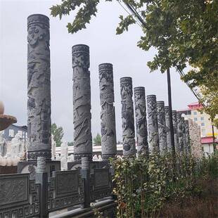 广场景区盘龙柱景区石雕雕刻盘龙柱石雕文化柱石柱子青石龙柱