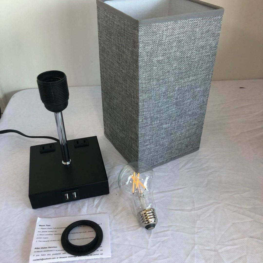 电商火爆款台灯黑色灯体双USB输出口北欧美现代风格室内家居