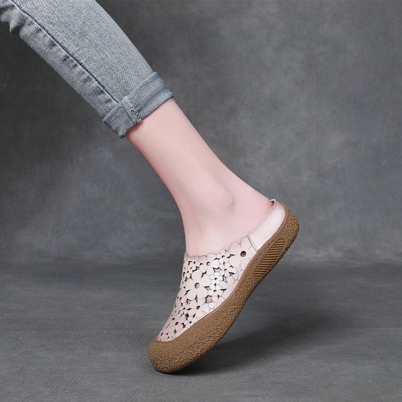 188包头半拖鞋女夏2024新外穿复古时尚软底单鞋平底凉鞋镂空女鞋,女鞋,包头拖,淘宝优惠券,粉丝福利购,淘宝优惠卷