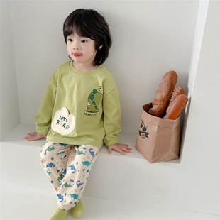 长裤 儿童睡衣卡通纯棉A类男女童家居服宝宝圆领长袖 新款 2024春季