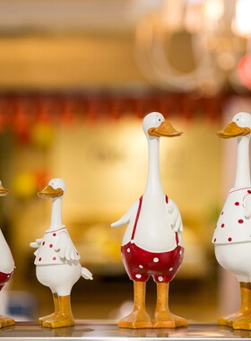 可爱一家四口鸭子摆件创意客厅桌面装饰品送搬家乔迁新居开业礼品