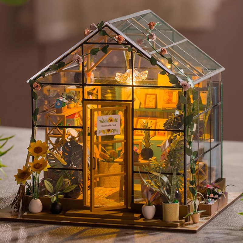 diy小屋手工制作花房立体拼图房子别墅拼装模型3d立体拼图娃娃屋,玩具/童车/益智/积木/模型,建筑/DIY小屋/拼装模型,淘宝优惠券,粉丝福利购,淘宝优惠卷