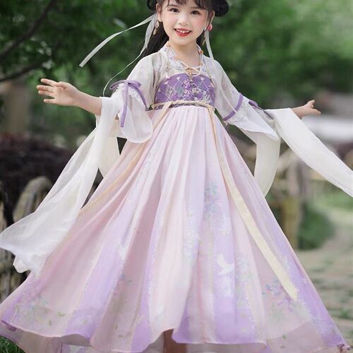 中国风儿童汉服女童秋季新款襦裙日常复古超仙连衣裙古装演出服