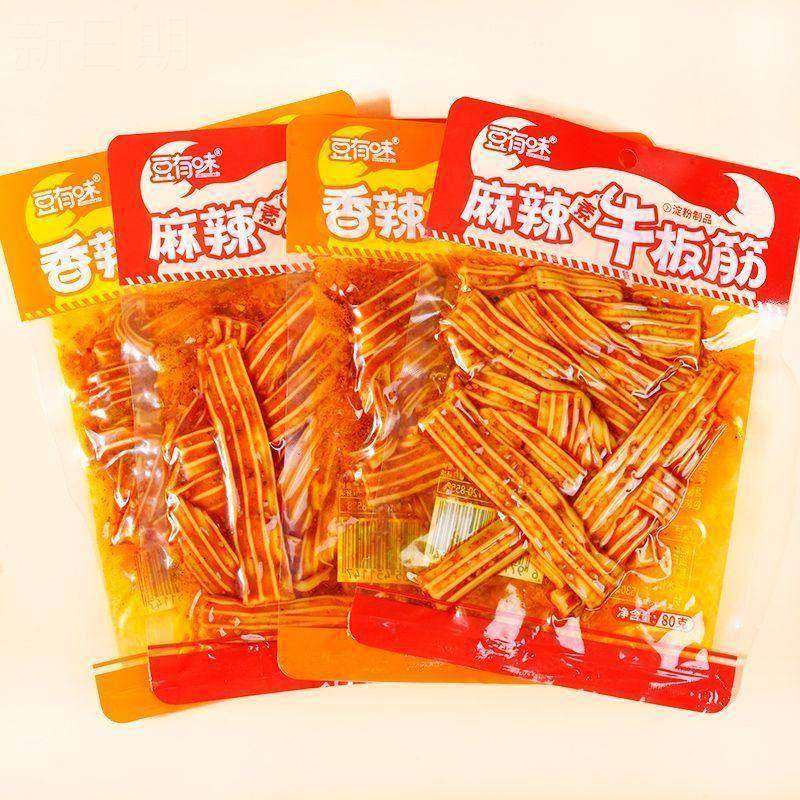 豆有味麻酱素牛板筋六必居麻辣零食爆款塑胶跑道风味小吃80g袋装