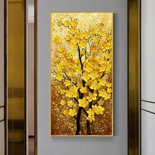 入户画正对门旺运发财树玄关画走廊装饰画轻奢高级感挂画客厅壁画