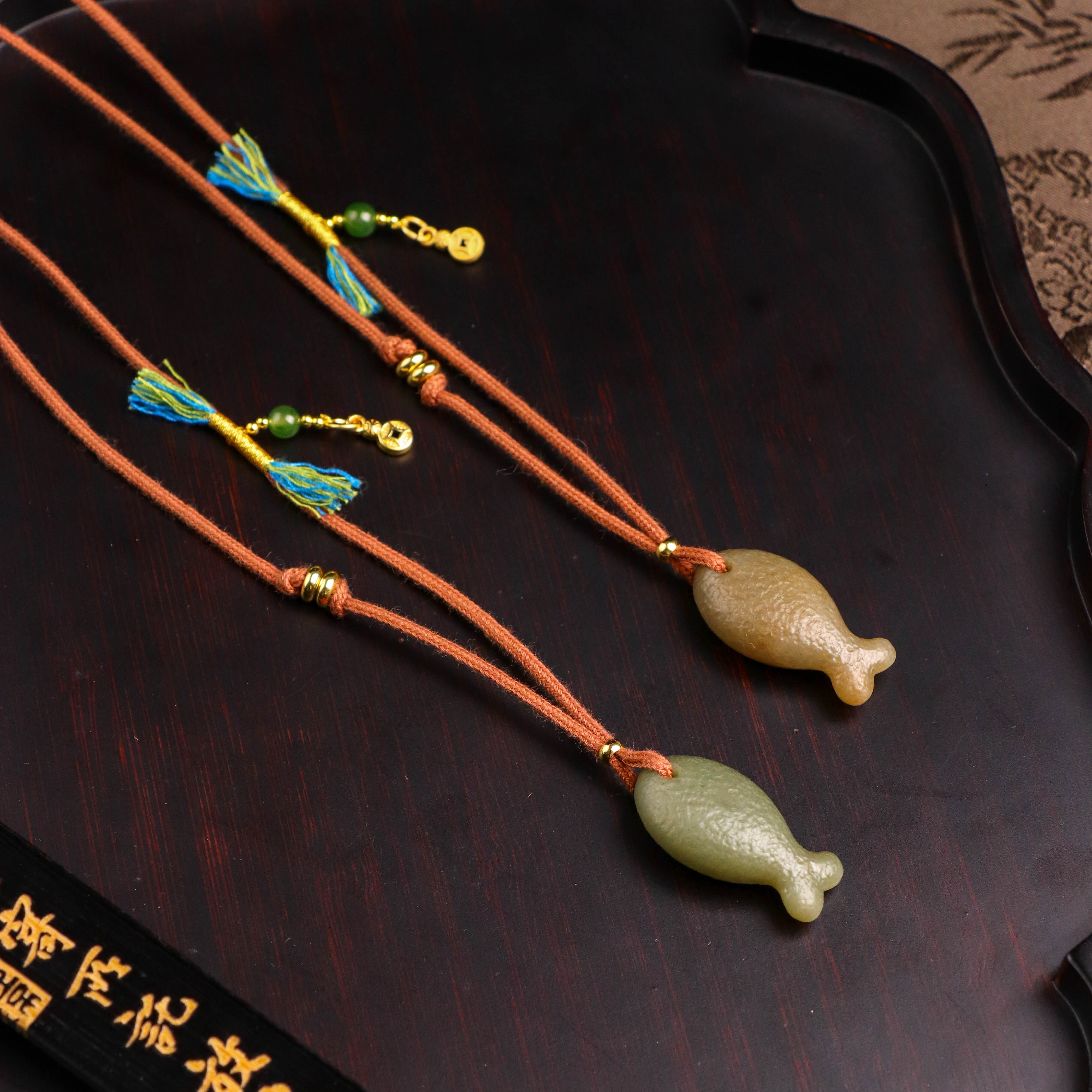 【朱朱严选】和田玉*小胖鱼*吊坠*套绳*30*15*10mm*多样性发其一