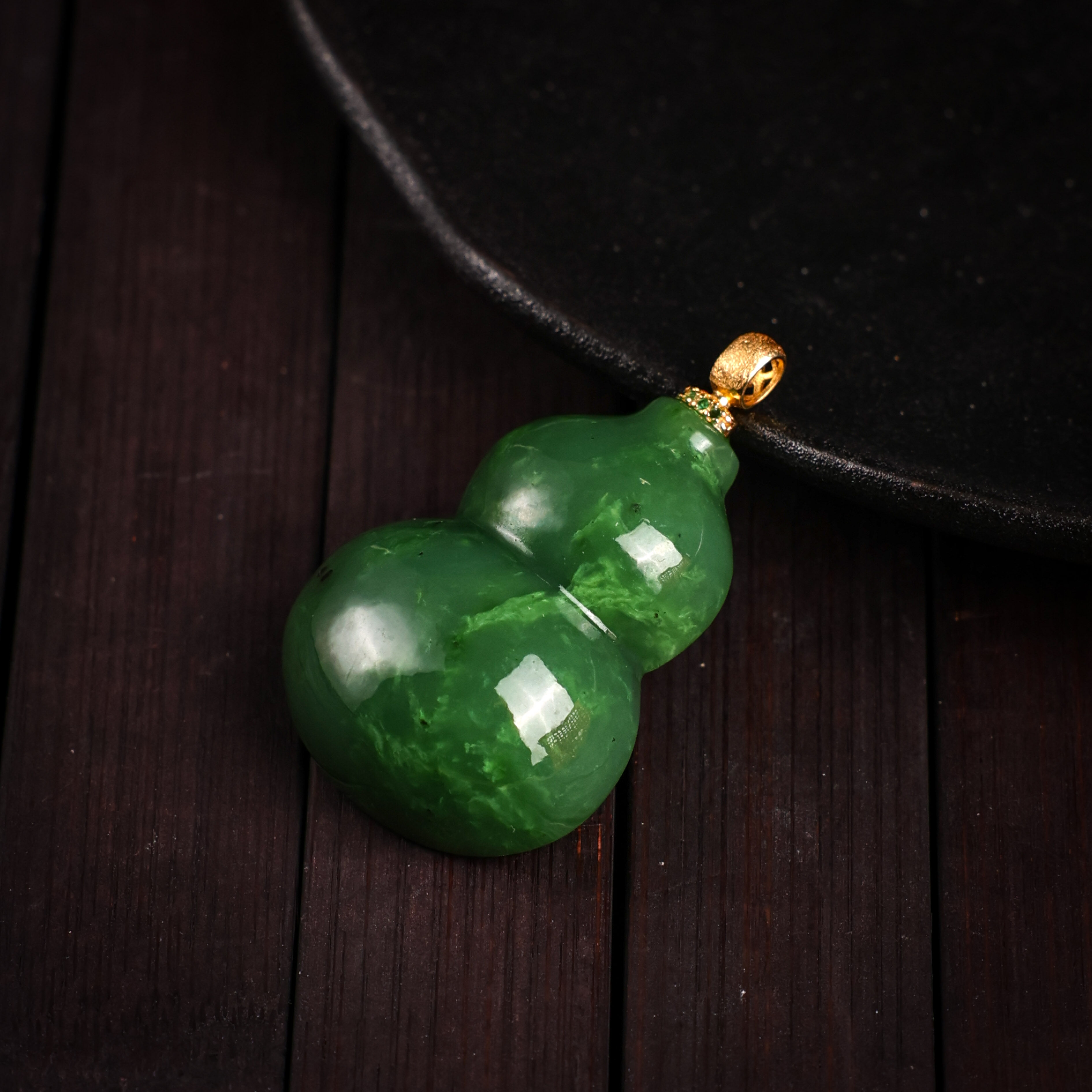 【朱朱严选】和田玉*葫芦吊坠*银925镶嵌*约34*26*11mm