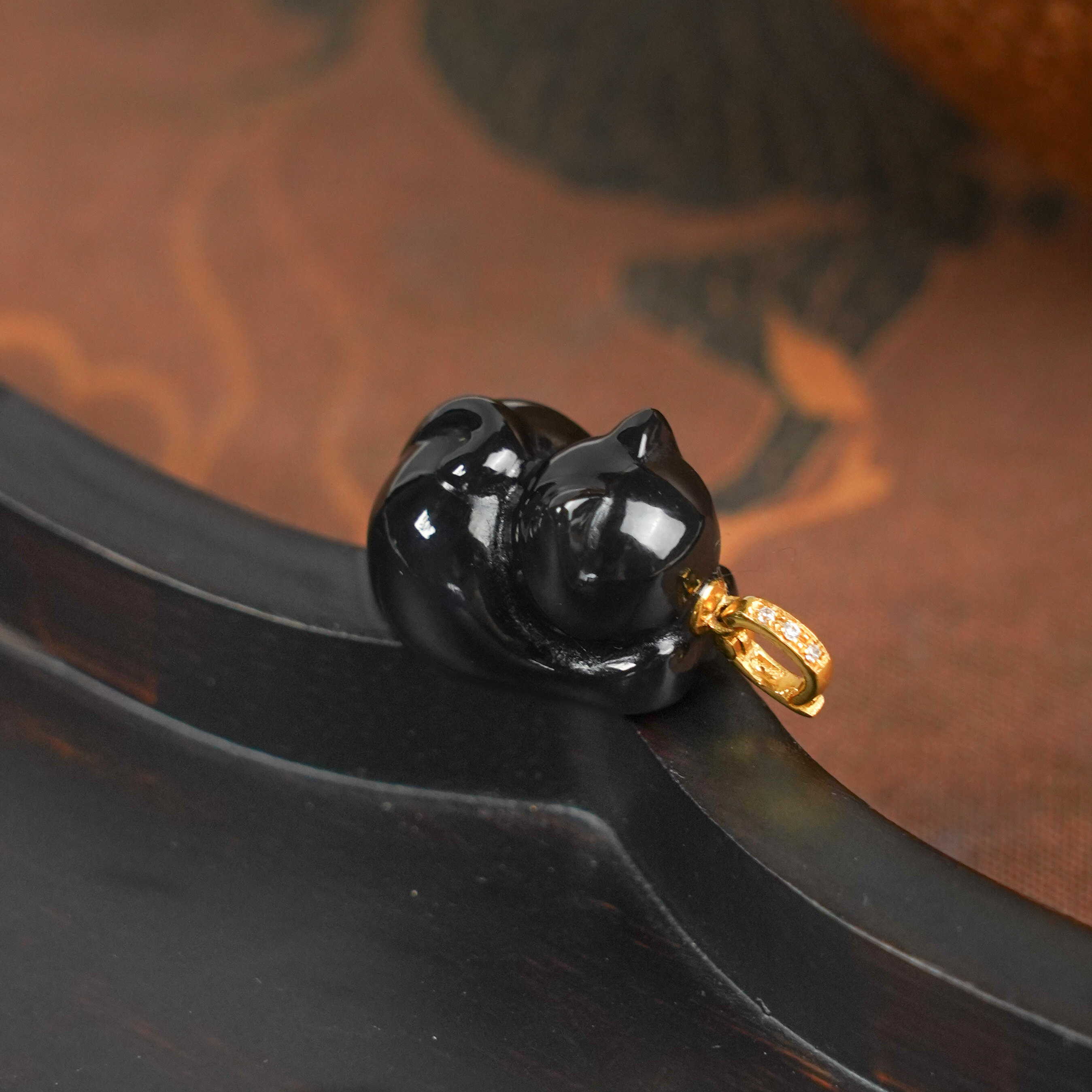 表姐专属 ·龙老板珠宝18K烟紫趴趴猫吊坠 约16x12mm
