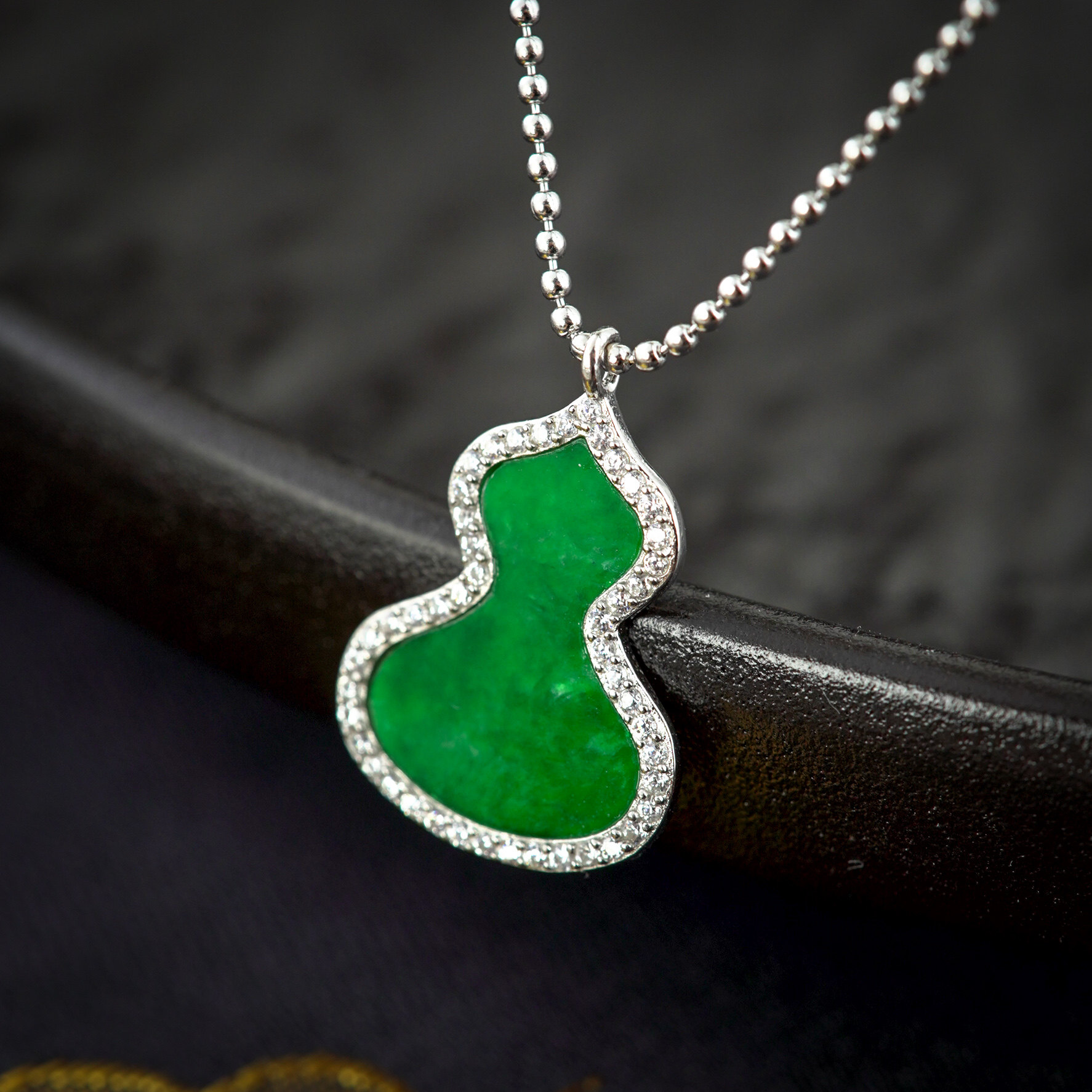 【朱朱 严选】翡翠*葫芦吊坠*银925镶嵌*约16*14*1mm