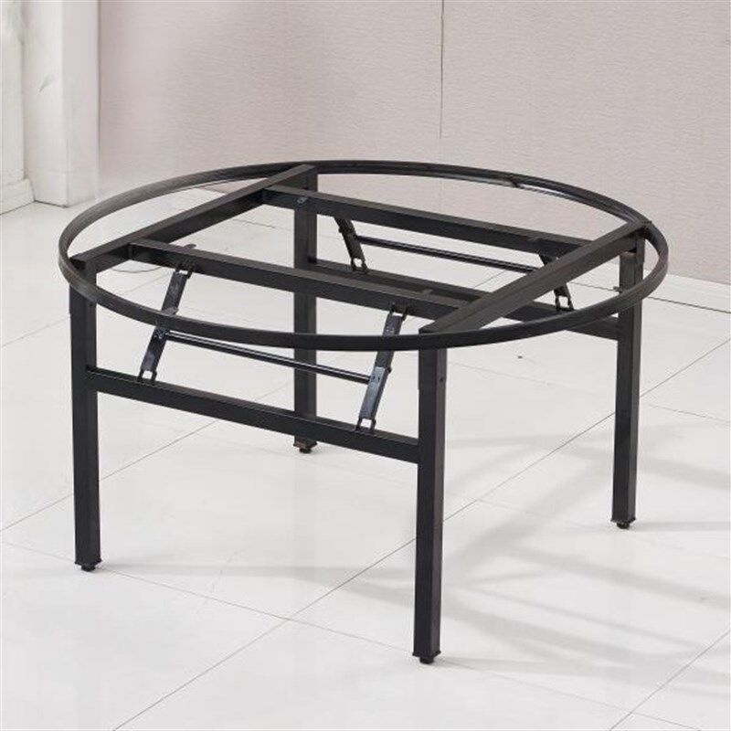 家用可折叠脚架大圆餐桌铁艺加圈桌架折叠圆桌子面简易圆形餐桌脚