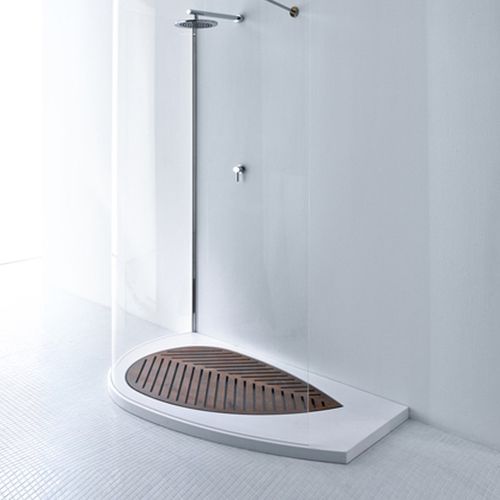 淋浴房岩板可丽耐整体底座实木面板定制底盆防水防滑垫脚石卫生间