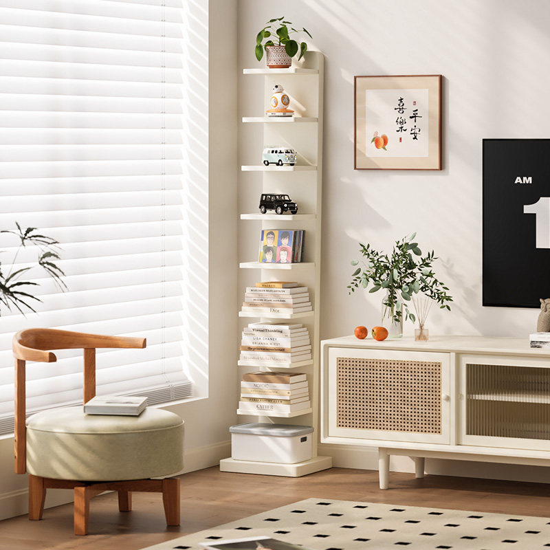 隐形书架落地置物架客厅家用收纳柜子实木墙边小窄柜立式防倾倒