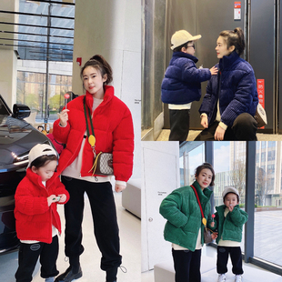 2021全家新年装炸街亲子装羽绒棉服母子母女装冬季加绒保暖外套潮