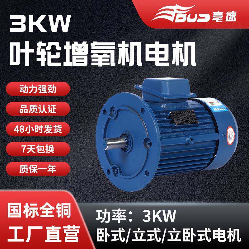 外贸出口3KW叶轮式增氧机380V三相养殖增氧机马达国标纯铜大功率
