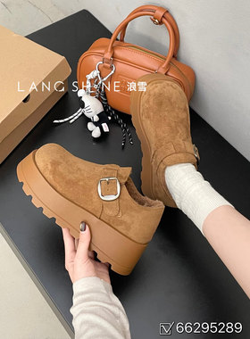 5cm厚底增高不累脚勃肯鞋女鞋麂皮加绒包头靴子小个子百搭懒人鞋