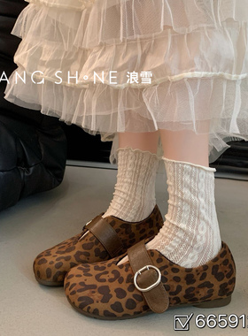 2025新款秋冬法式复古豹纹玛丽珍鞋女平底软底百搭舒适休闲女鞋