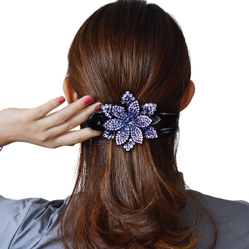 盘头发夹子头饰发夹后脑勺水钻三齿鸭嘴夹顶夹发卡成年女抓夹大号