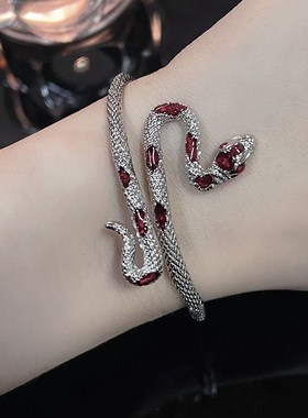 蛇年本命年手链小众红色蛇形手镯女小众轻奢冷淡风手环2024新款百