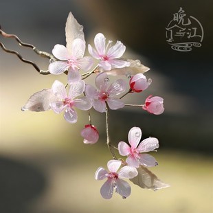 微雨 热缩花簪u型发簪古风步摇发钗盘发簪子汉服头饰发饰配饰日常