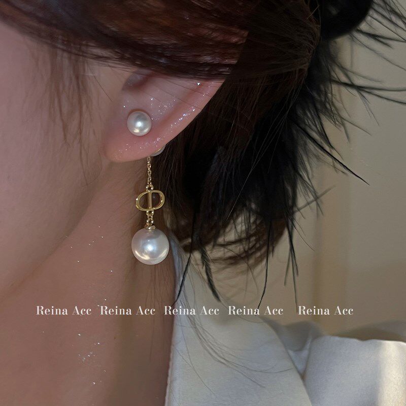 流苏珍珠耳环2025新款潮女圆脸显瘦小众设计感高级轻奢复古长款