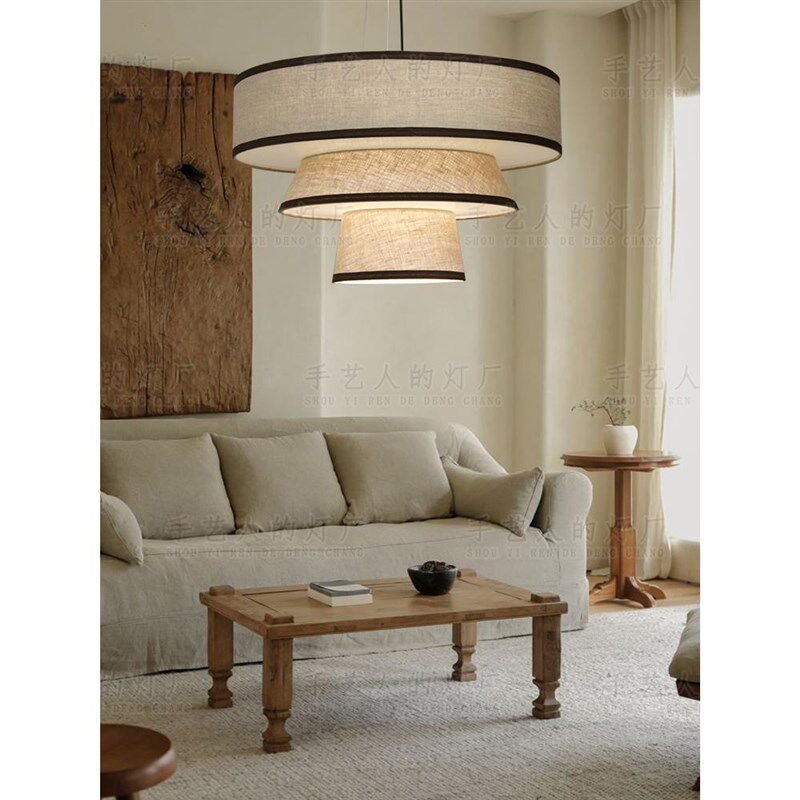 日式侘寂创意客厅卧室餐厅布艺吊灯新中式民宿茶室禅意吧台饭店灯