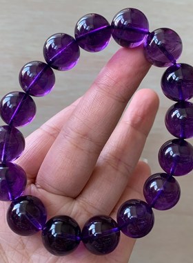 天然乌拉圭紫水晶手链紫晶深紫水晶单圈手串本命年情侣转运饰品女