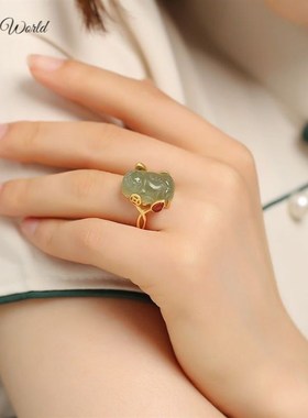 。打麻将赢钱神器把把胡逢赌必赢貔貅水晶戒指天然妈妈母亲礼