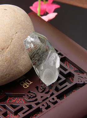 精雕天然绿幽灵水晶鼠吊坠项坠 男女水晶老鼠项链挂坠生肖鼠挂件