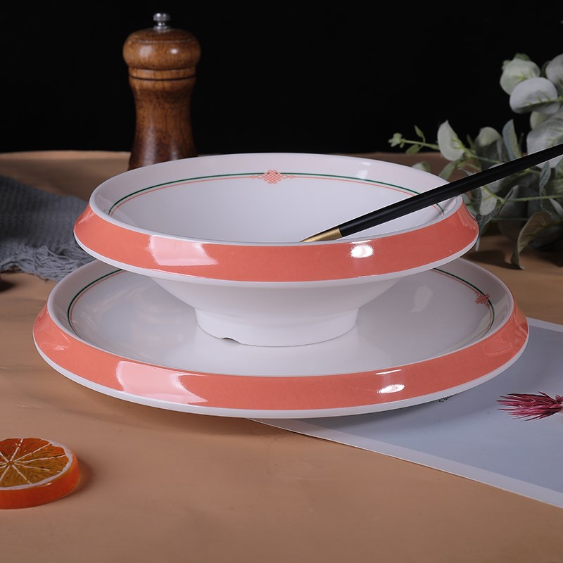 密胺仿古盘火锅特色菜盘子创意复古餐具土菜馆R农家乐汤盘大碗商