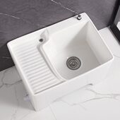 带搓衣板拖把池洗衣池一体陶瓷家用阳台拖地盆墩布池卫生间加高脚