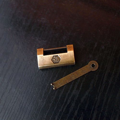 福字锁复古锁头带钥匙可打开古B铜中式收藏礼盒装饰迷你挂锁