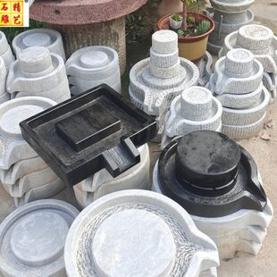 旋转石磨磨盘流水摆件创意石磨景观鱼缸搭配别墅庭院水景装饰摆件