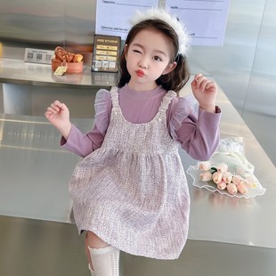 春装 女童连衣裙套装 儿童紫萌洋气女孩宝宝春季 2024新款 裙子 春秋款