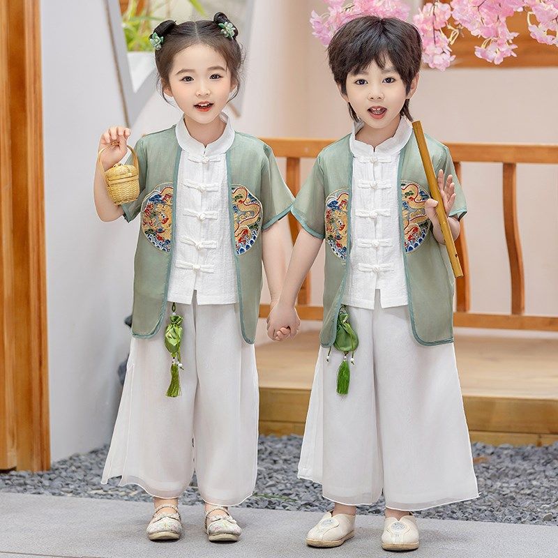汉服男童新中式亲子装日常儿童演出服夏季薄款中国风女童古装唐装,童装/婴儿装/亲子装,汉服,淘宝优惠券,粉丝福利购,淘宝优惠卷