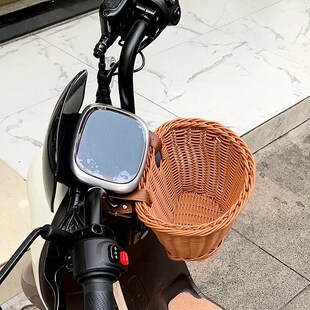 电动车竹编挂篮儿童自行车前车筐三轮滑板车复古编织车篮子收纳框