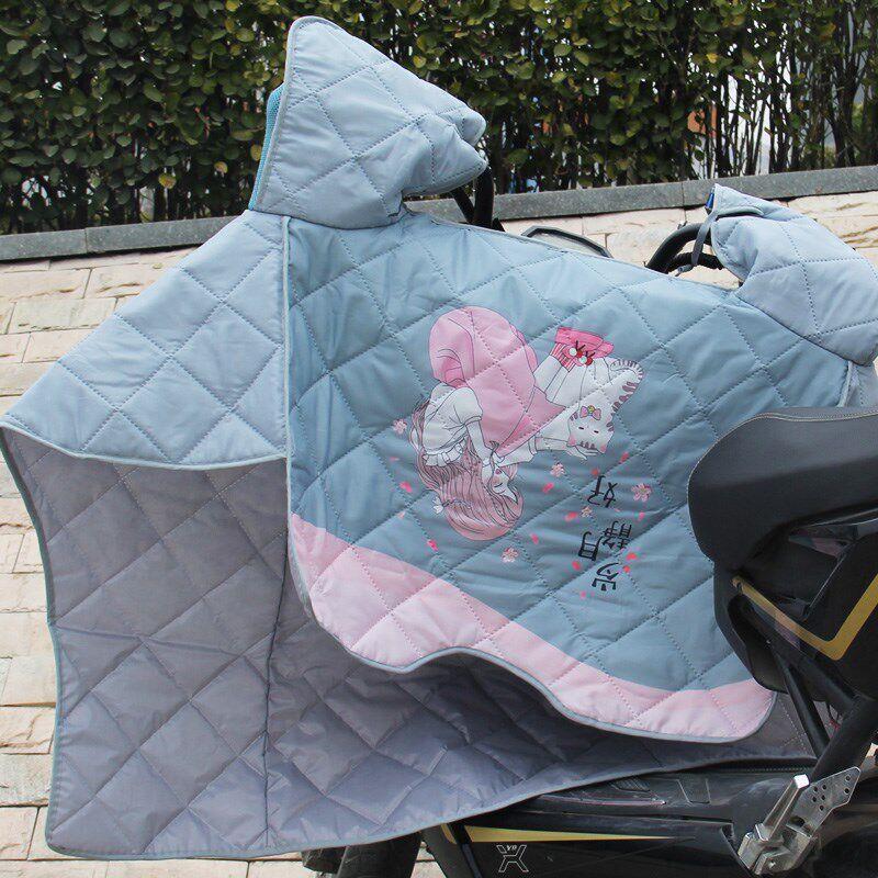 夏季电动车防晒挡风被电瓶摩托车防风防水遮阳罩连体护手套