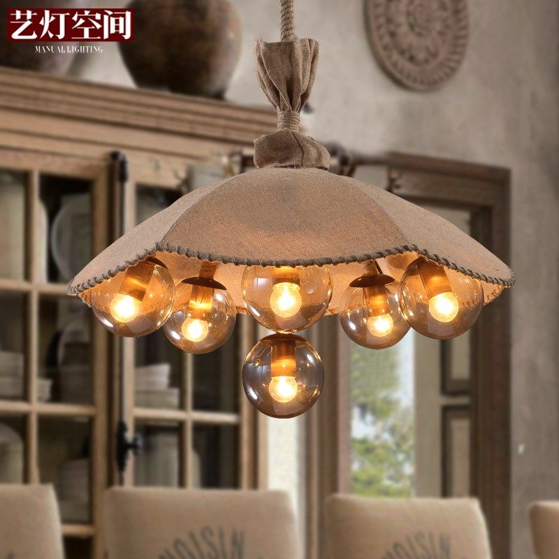 美式乡村复古麻布雨伞吊灯麻绳客厅餐厅服装店装饰灯具,家装灯饰光源,客厅吊灯,淘宝优惠券,粉丝福利购,淘宝优惠卷