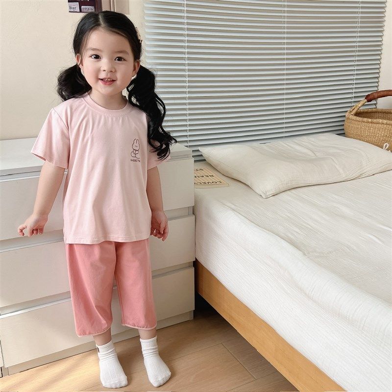 高级慵懒风~韩版儿童居家外出服夏季男童短袖七分裤套装女孩睡衣,童装/婴儿装/亲子装,家居服套装,淘宝优惠券,粉丝福利购,淘宝优惠卷