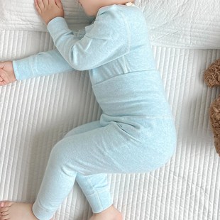 彩棉秋裤 秋冬宝宝加厚纯棉高腰内衣套装 男童护肚无骨秋衣女童修身