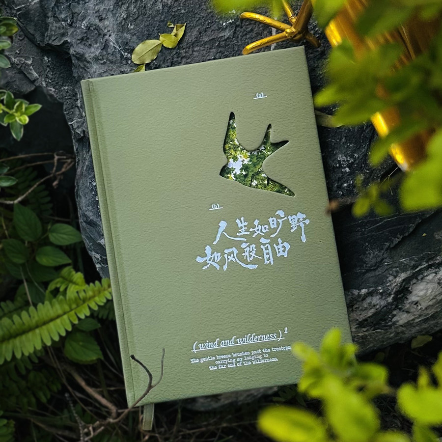 花晨月夕风景彩页手账本A5空白本学生镂空线装硬面抄精装本高颜值可平摊笔记本本子文艺治愈精装本日记本礼物
