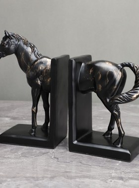 欧式轻奢创意马形书档摆件样板间客厅电视柜酒柜书房家居软装饰品
