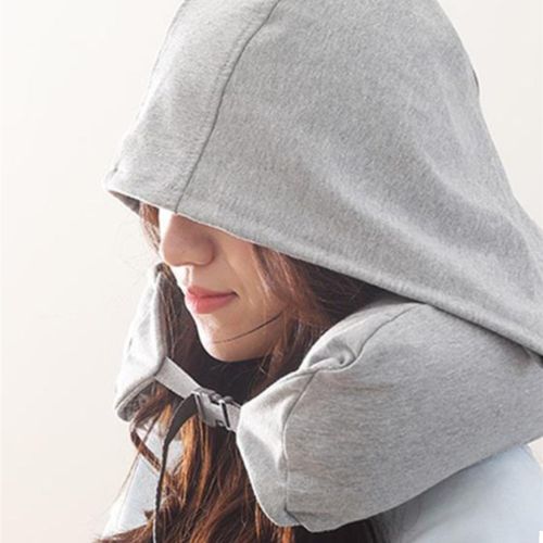 头枕办公室睡觉神器颈枕车上旅行u型枕带帽子脖子靠枕u枕坐车午睡