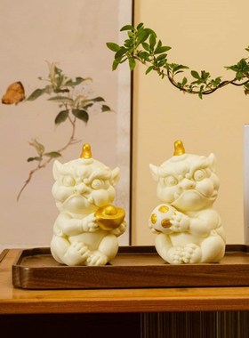 新中式陶瓷文创招财貔貅摆件一对客厅玄关办公桌摆设乔迁开业礼品